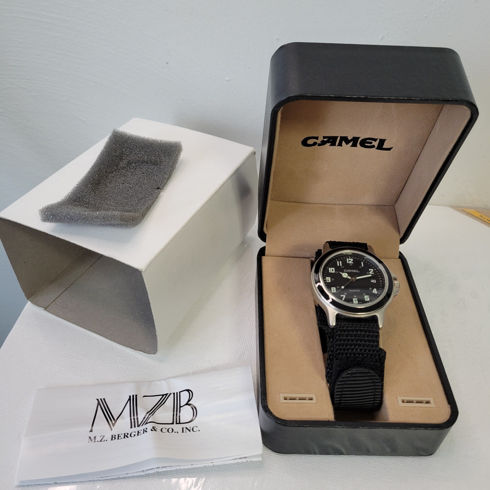 New Unused - Vintage Camel Cigarettes Mens Watch MZB w/Box Black Band Estate