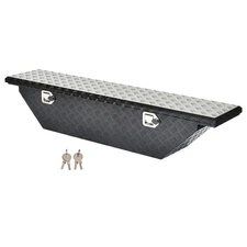 Black 61.5-Inch Aluminum Angled Truck Bed Tool Box Low Profile Wedge Toolbox