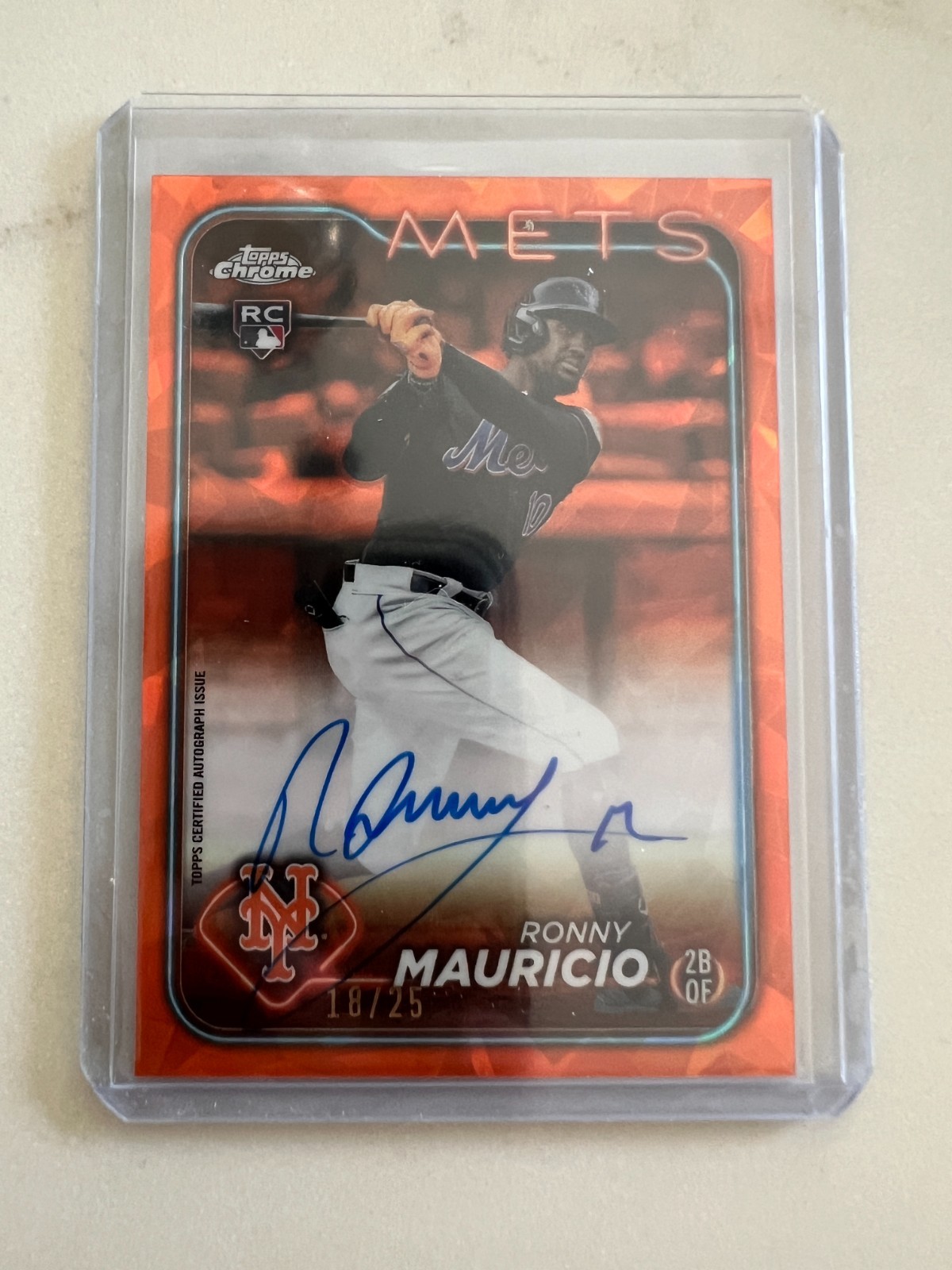 2024 Topps Chrome Update Sapphire Ronny Mauricio RC Rookie AUTO ORANGE /25 SP