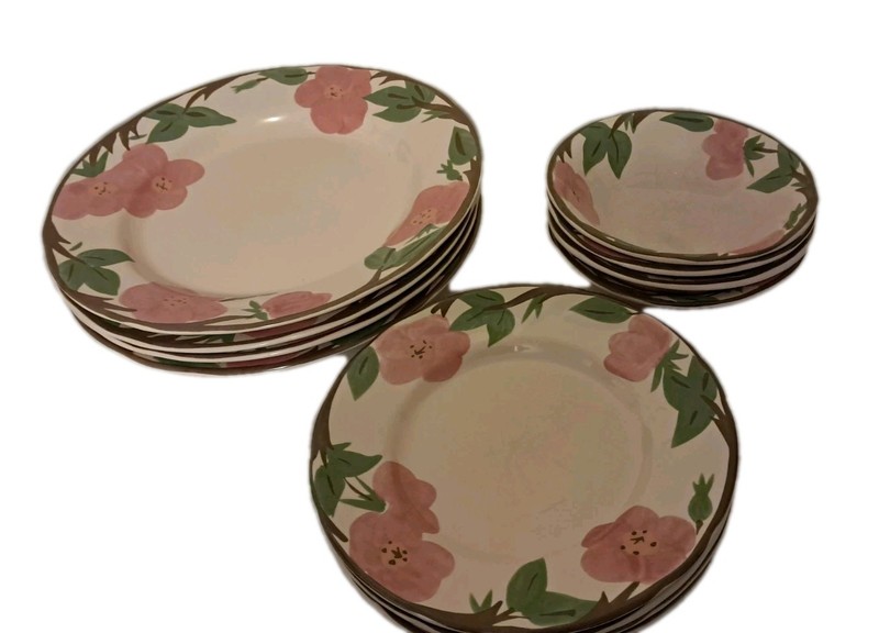 Franciscan Desert Rose Earthenware 4 DINNER & 4 SALAD PLATES 4 DESSERT  BOWLS 