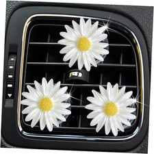 3 Pcs White Cute Daisies Car Clip, Flowers Car Charm Air Vent Accessories Cute