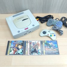 SEGA SATURN console with 2 controllers  3 games Japanese white system
