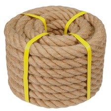 Twisted Manila Rope - 1 Inch x 50 Feet - Natural Jute Thick 1 in 50 ft, Brown