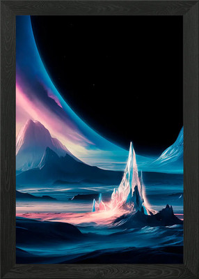 Celestial Ice Peaks Framed Wall Art Poster Canvas Print Picture