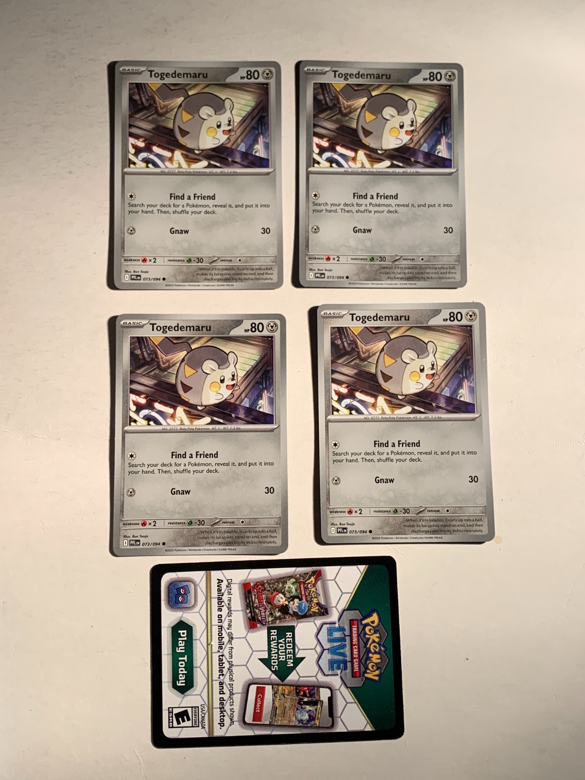 Togedemaru 073/094 Pokemon Mega Evolutions -PHANTASMAL FLAMES + Code Card NM/M