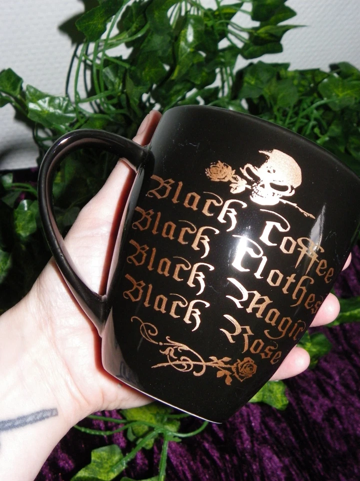Mug Tasse noir Alchemy Gothic Black Coffee, Black Clothes Almug12 Skull Gothique - Photo 4/4