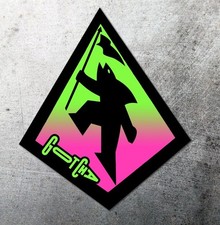 Gotcha Fade Fishman Surf Team Die Cut Sticker Decal 7" Pink  Green 1980's
