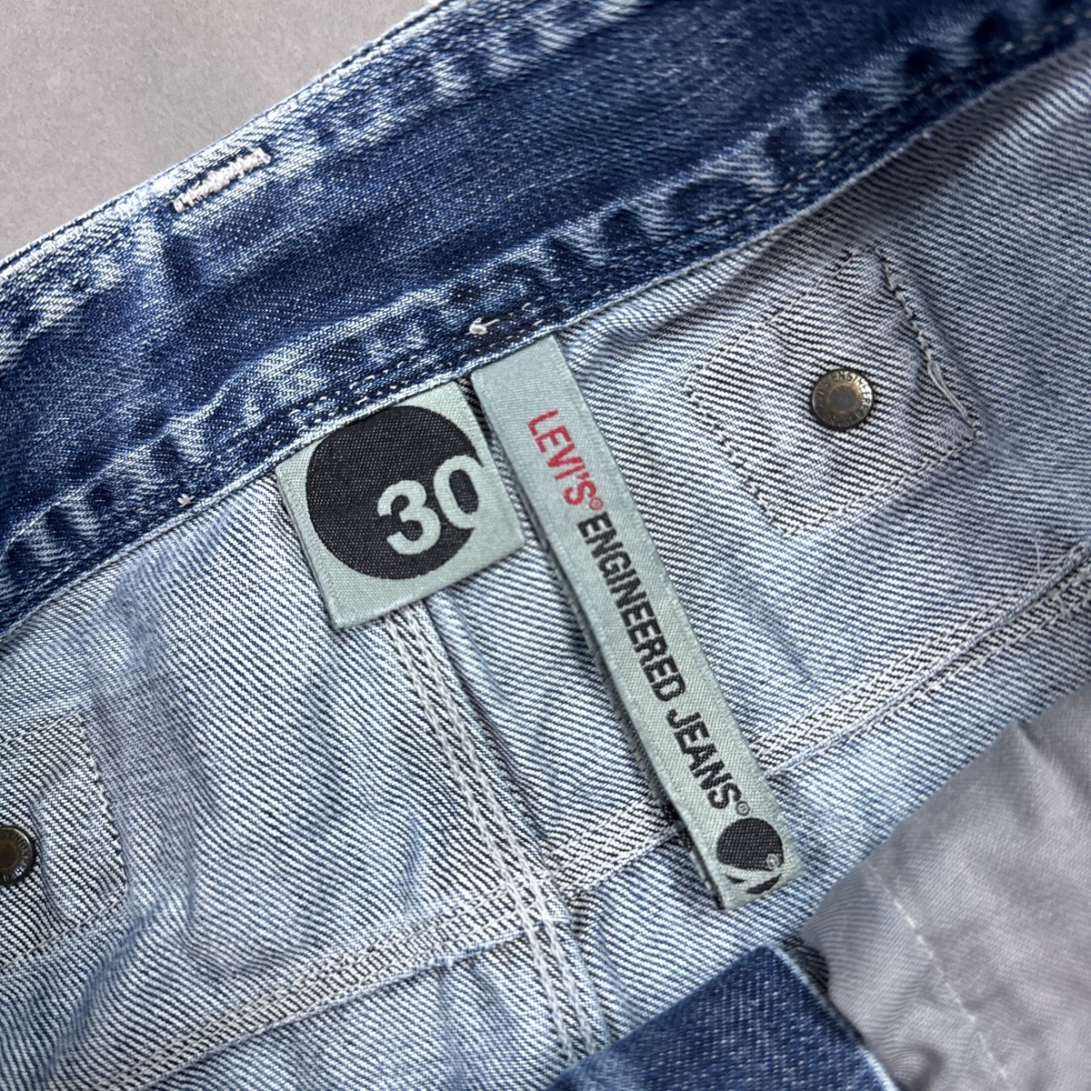 Levis Engineered Jeans Mens 30x30 Blue Twisted LEJ Buckle Back