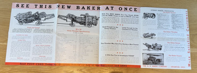 Original 1930s A.D. Baker Threshing Machine Advertising Brochure - Agricultural