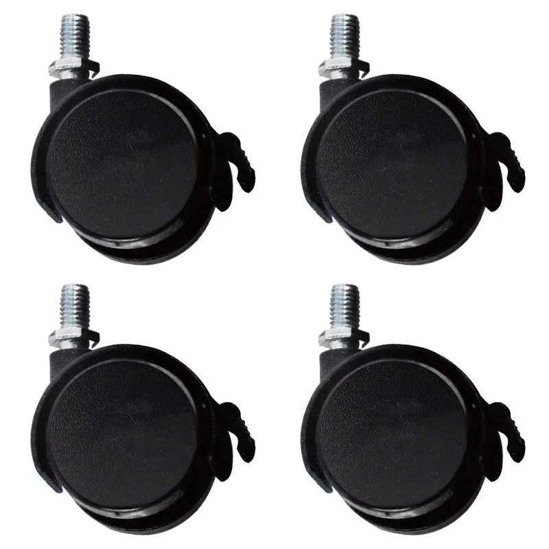 Kit di 4 Rotelle Per Mobili Con Freno Diametro 40mm Con Perno Filettato M8 - Immagine 3 di 3