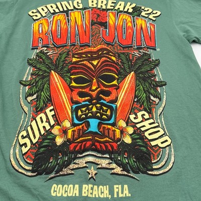 Ron Jon T-Shirt Men's Green Small Cotton Spring Break 22 Surf Shop