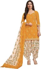 New 3x Miraan Cotton Printed Readymade Salwar Suit Yellow