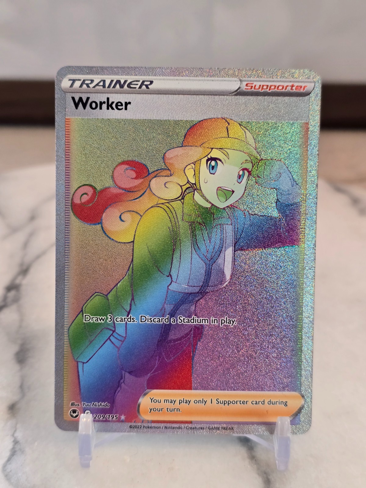Pokemon TCG Worker (Secret) 209/195 Sword & Shield - Silver Tempest Holo LP