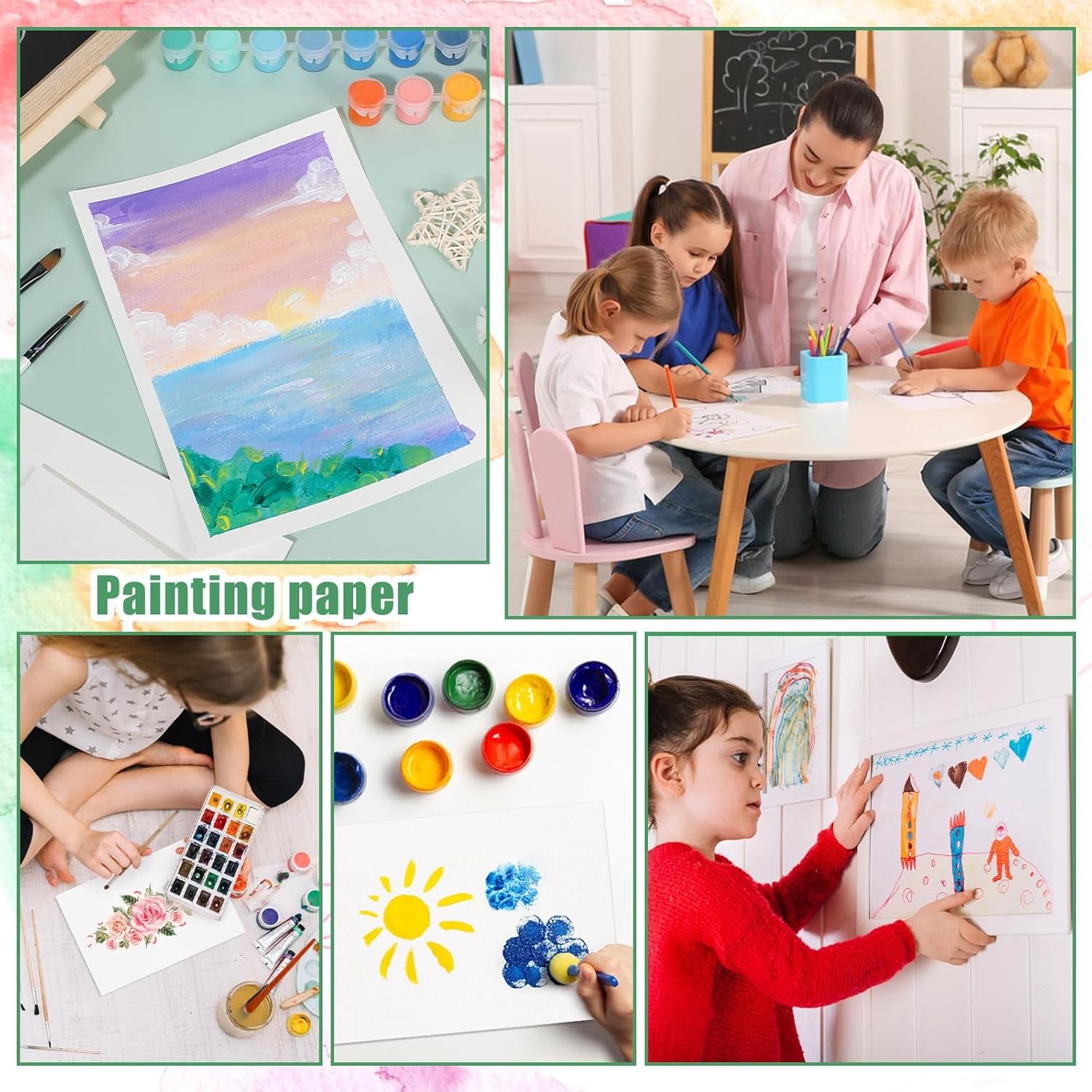 120 Sheets Watercolor Paper Bulk, 140 lb/300 GSM Cold 7 x 10 Inch, White 