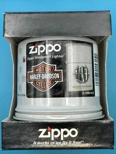 Vintage 1999 Harley Davidson Chrome Zippo Lighter NEW In Oil Can