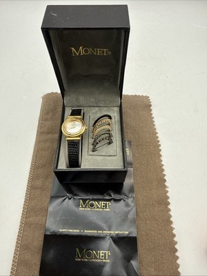 Vintage Monet Women's Watch with Interchangeable Bezels Gold Tone