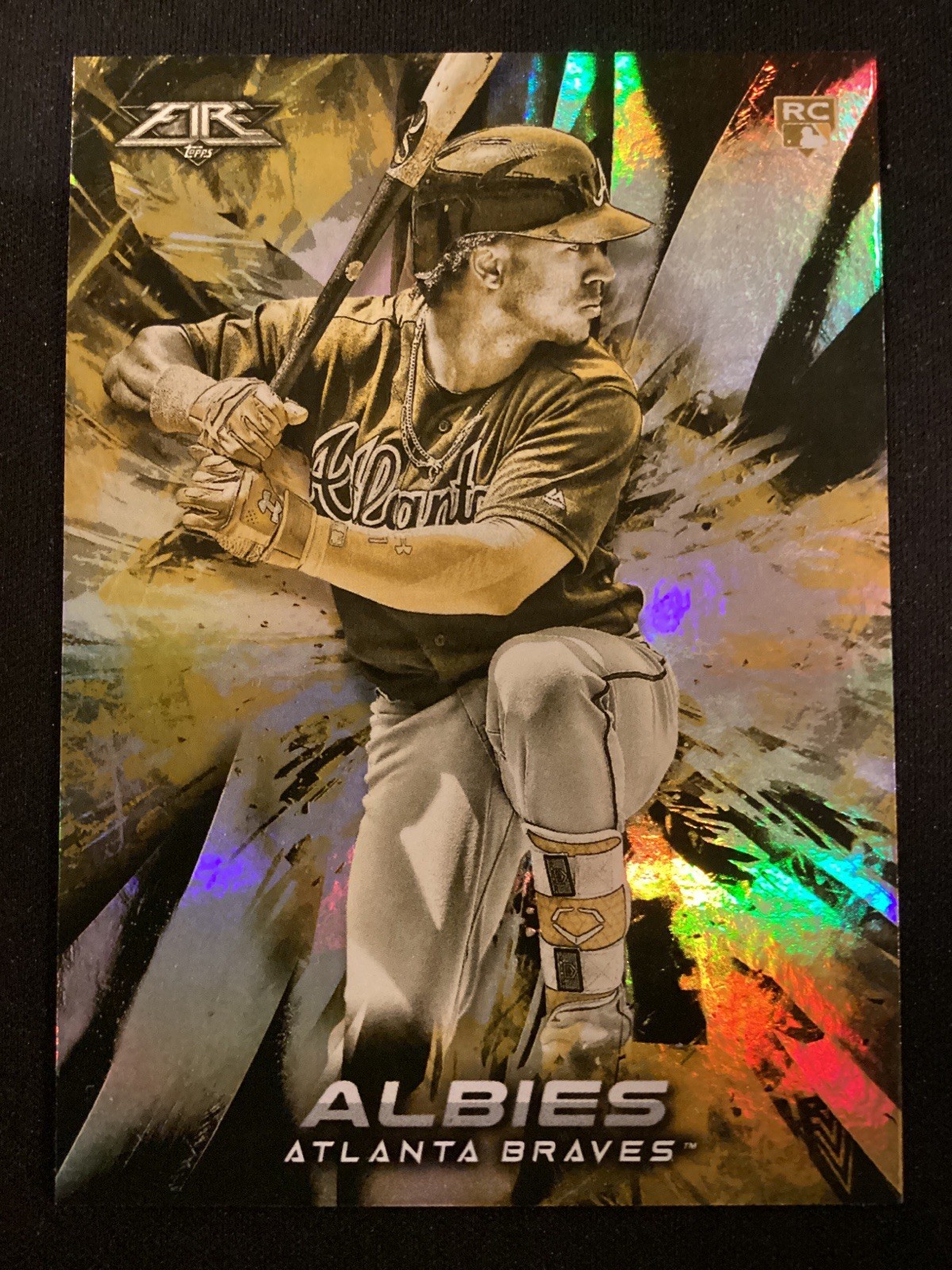 2018 Topps Fire Gold Minted Ozzie Albies-Atlanta Braves Rookie #29
