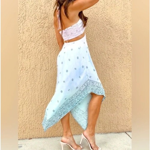 SURF GYPSY handgefärbtes Ombre Cutout Neckholder Kleid Paisley Bandana Print Gr. M 3384 - Bild 3 von 12