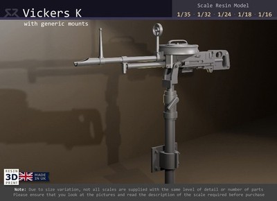 Vickers K Single, Generic Mounts - 1/35, 1/32, 1/24, 1/18, 1/16 Resin Model