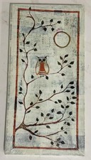 Owl Branch Animal Painting Bedroom Wall Art Canvas Painting 8x16in FREE SHIPPING