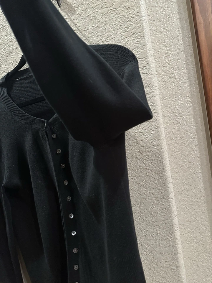 Cárdigan negro Banana Republic mezcla de algodón cachemir para mujer talla mediana Foto 3 de 4