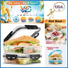 2 Pack BPA Free Sandwich Containers - Leakproof Square Food Storage Boxes