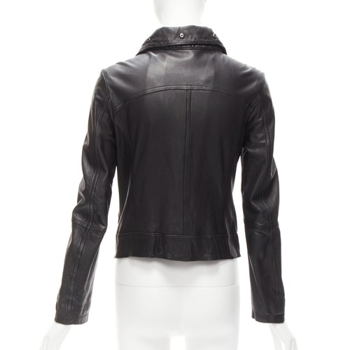 ATSURO TAYAMA black sheepskin leather 2 way collar biker jacket US4 S - Picture 6 of 10