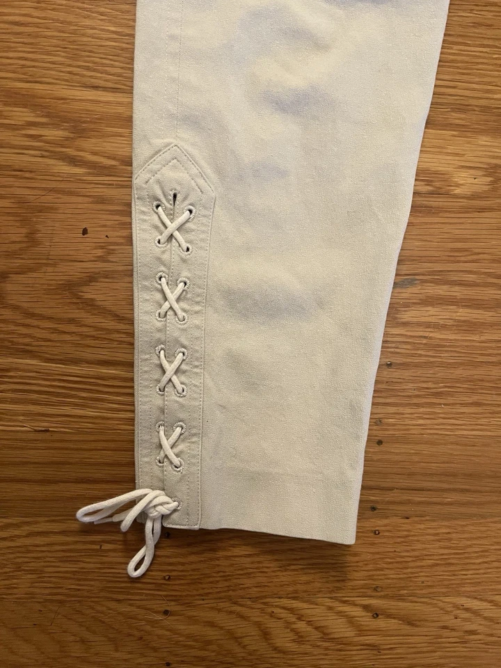 Vintage 90s CHANEL Cream Pants Lace Up Ankles Women’s Sz Fr 34 US 2 XS - Image 3 of 4