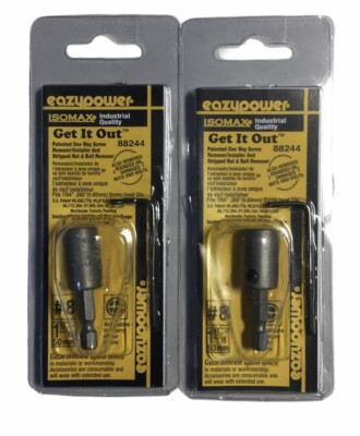 2pk Eazypower 88244 Get It Out Rounded Nut #8 One Way Screw Remover/Installer(3A