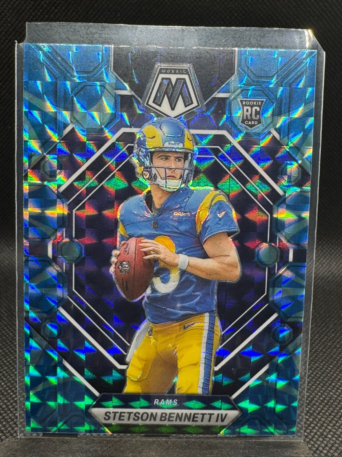 2023 Panini Mosaic Reactive Blue Mosaic Prizm #362 Stetson Bennett Rookie Rams