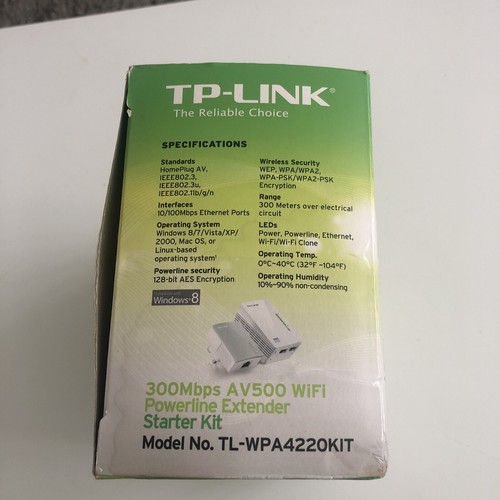 TP-LINK 300Mbps AV500 WiFi Powerline Extender Starter Kit TL-WPA4220KIT PA4010 - Photo 4/7