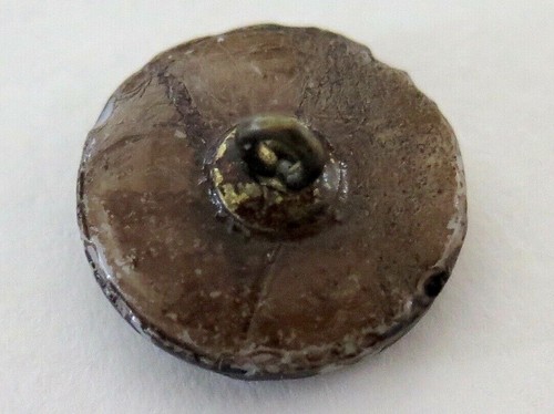 9/16" Antique Oriental Scene Milk Glass Button, Sepia Tint, Pictorial - Picture 11 of 12
