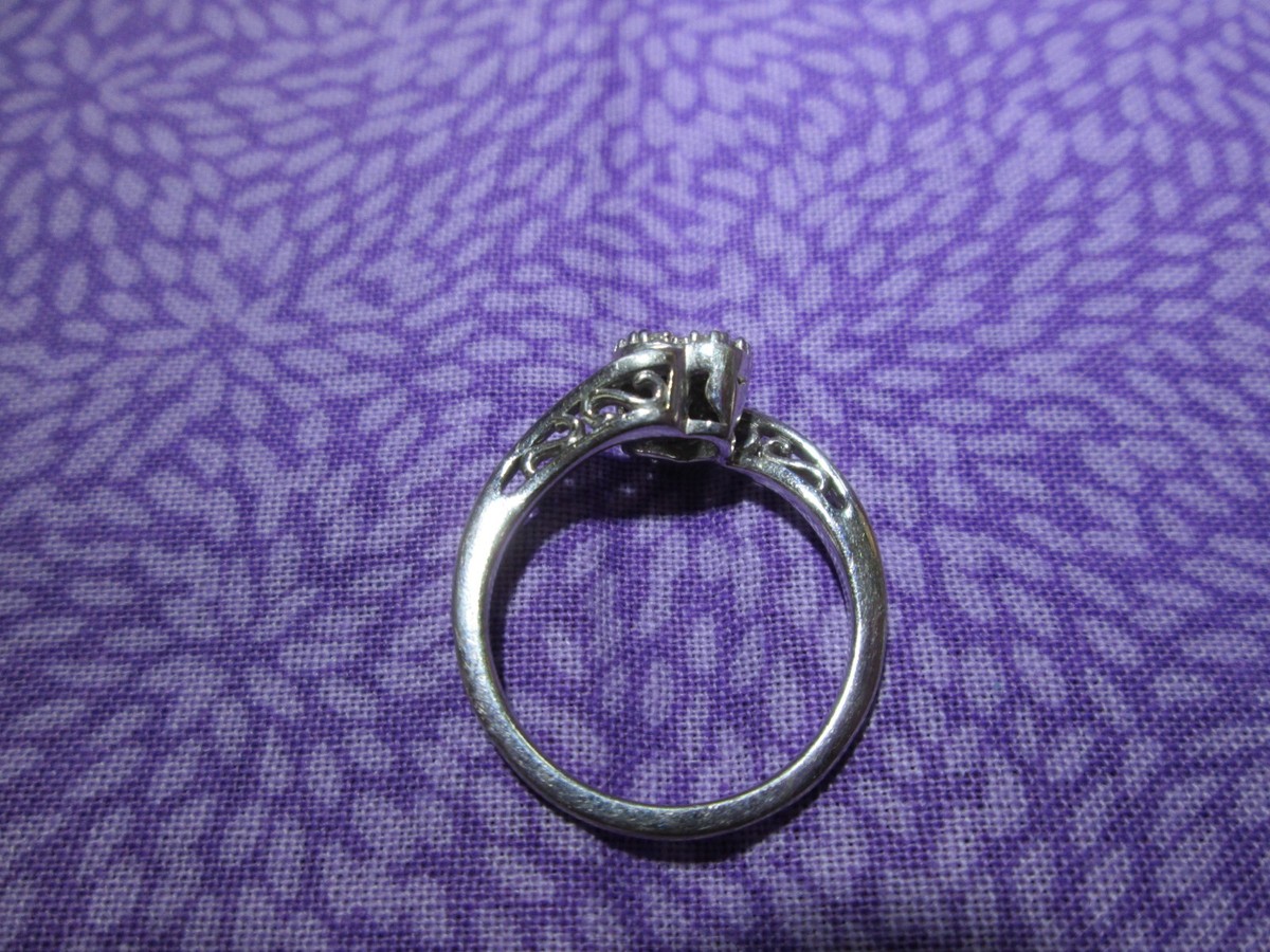 Signed JD Sterling Silver .925 NATURAL DIAMOND HEART Ring Signed JD Sterling Silver .925 NATURAL DIAMOND HEART Ring