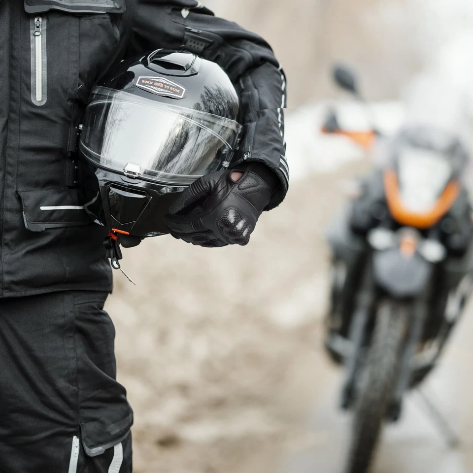 Luvas térmicas de couro para motocicleta luvas de motociclista verão 8 cores - Imagem 3 de 4