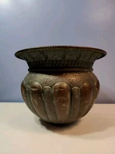 Antique Copper Planter Pot Metal 12" with water holes at bottom