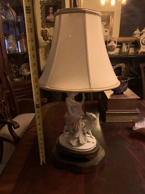 Antique Porcelain Lady And Dog Lamp | eBay