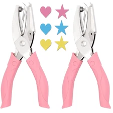 2 Pack Heart and Star 1/4 Inch Shaped Metal Single Handheld Hole Paper Punch Pun