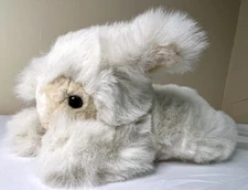 Vintage 1992 MJC Plush Lamb Sheep Soft Stuffed Animal Lying Down Off White 12”