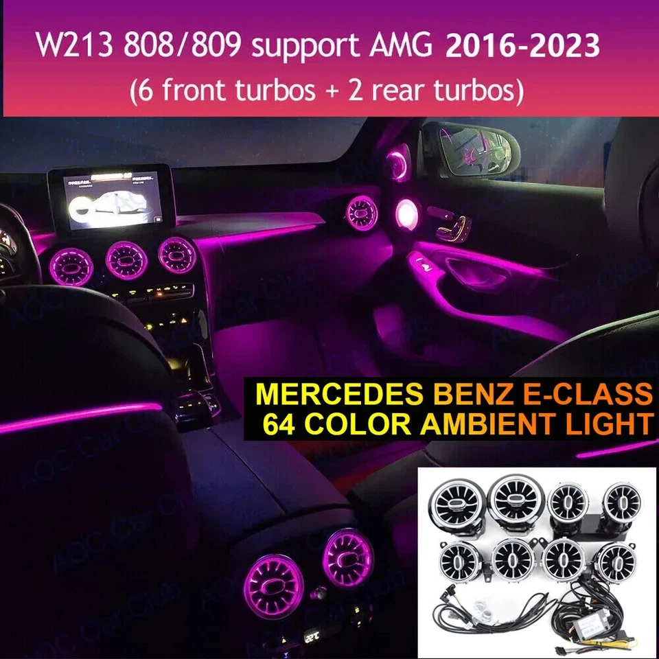 8pcs Ambient Light AC Vent For Mercedes Benz E-Class W213 E300 E63S 2016-2023 - Image 2 of 4