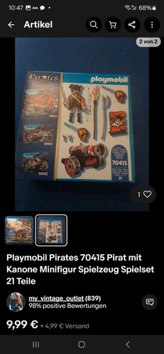 Playmobil 70415 Pirata con Cañón Pirata Cañón Barco A partir de 5 Años Nuevo y Embalaje Original - Imagen 2 de 2