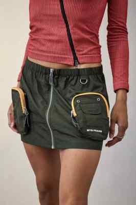 Urban Outfitters Iets Frans Cargo Minirock Damen L khaki Utility Reißverschluss Y2K