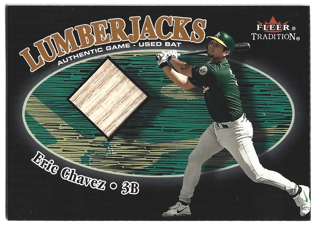 2000 Fleer Tradition Glossy Lumberjacks - Eric Chavez - Game Bat - NrMt+