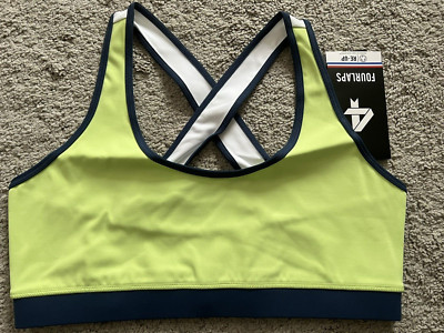 Fourlaps Infinity Sports Bra Tomatillo Midnight White 2004 Cross Back M NWT
