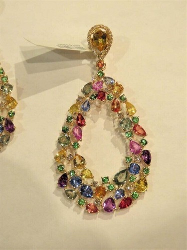 Attractive 12 TCW Multi Shape & Simulated Color Gemstone Women's Fine Earrings - Picture 3 of 8