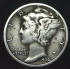 1936-P 10C Mercury Dime 90% Silver 21oal0703