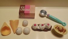 KITCHEN LITTLES BARBIE TYCO MATTEL MINIATURE FOOD ICE CREAM CONES SCOOPS LOT