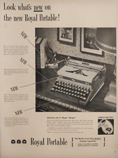 1949 vintage Royal typewriter Print Ad, finger form keys thumbnail