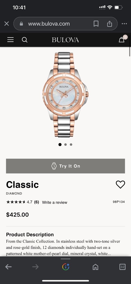 Bulova Womens Diamond Watch Rose Gold & Stainless 98P134  display picture 2