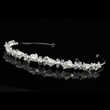 Handmade Bridal Floral Rhinestone Crystal Pearl Wedding Tiara Headband 7832