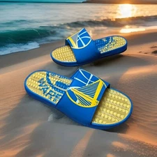 Golden State Warriors ISlide Gel Slide Sandals Size 12 NIB GSW NBA Basketball